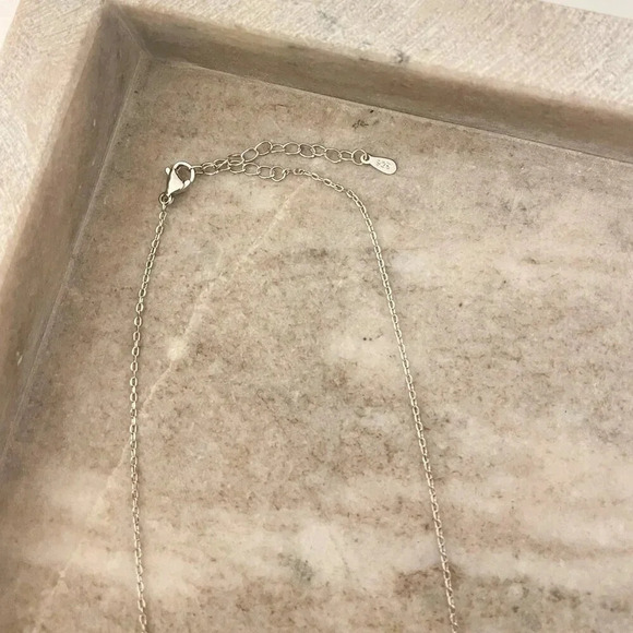 925 Sterling Silver Aquamarine Pendant Necklace Dainty CZ Diamond Necklace - Picture 4 of 9